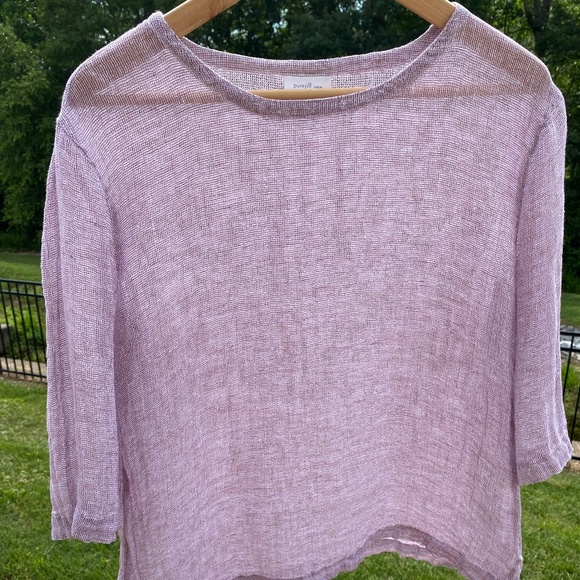 J. Jill Women's PureJill 100% Linen 3/4 Sleeve Boho Sheer Top Size Small - Picture 6 of 13